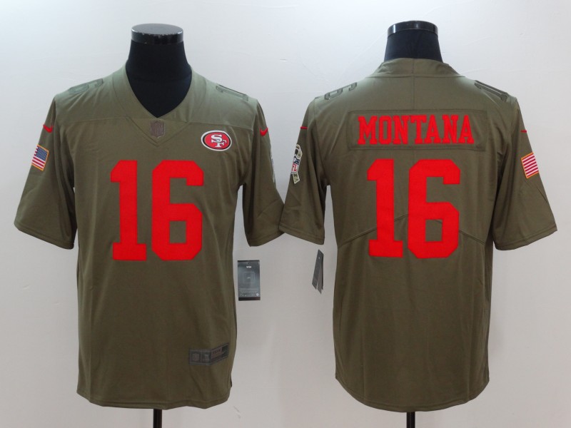 Men's San Francisco 49ers Joe Montana #16 Brown Alternate Jersey